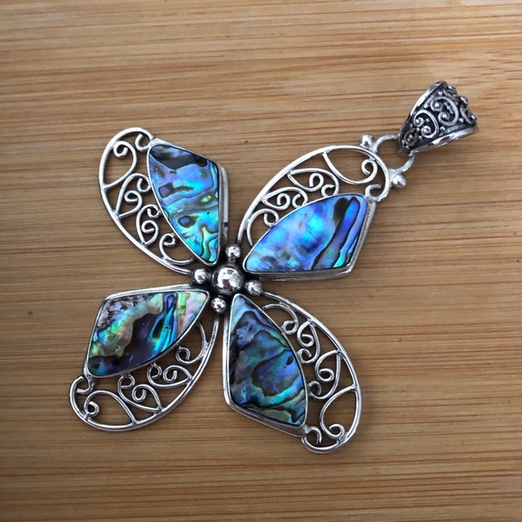 $89  Meran Estate Drop Pendant   Marked Meran Indonesian 925 - Picture 3 of 6